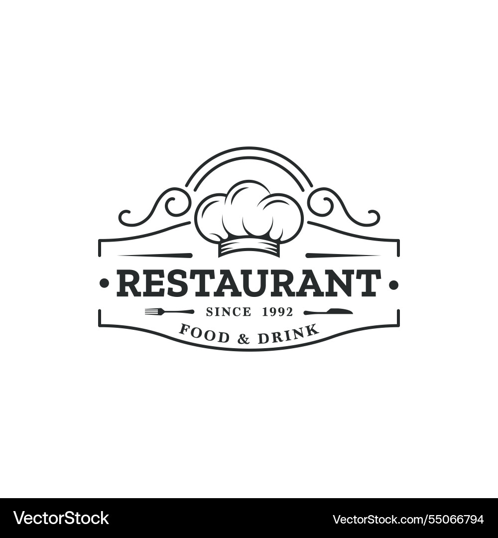 Küchenchef und Restaurant einfache Retro-Logo-Design Küchenchef und Restaurant einfache Retro-Logo-Design vektorbild