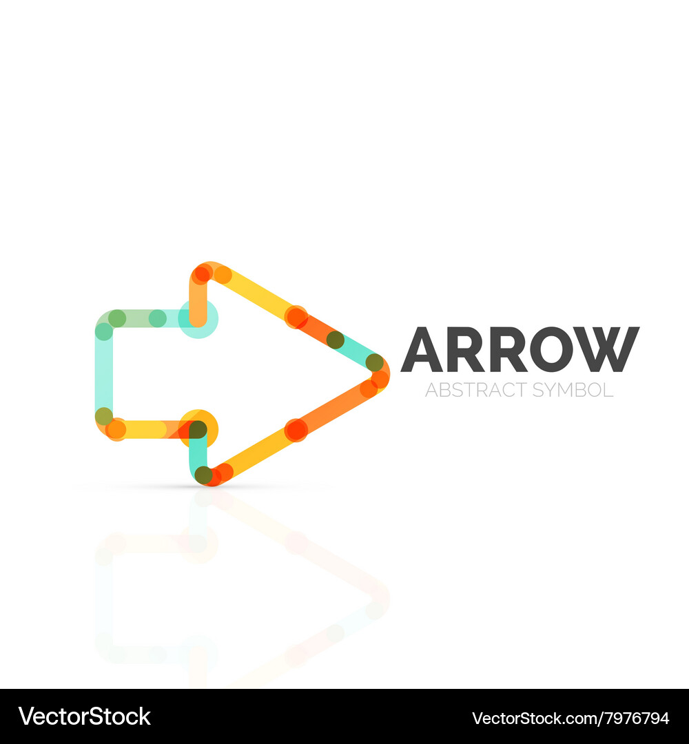 Linear arrow abstract logo connected multicolored Vector Image