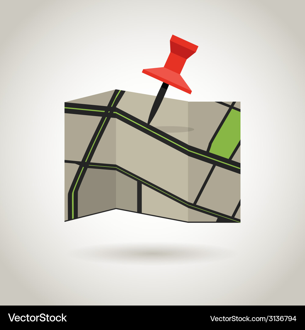 Map and a red pin guidance concept Vector Image