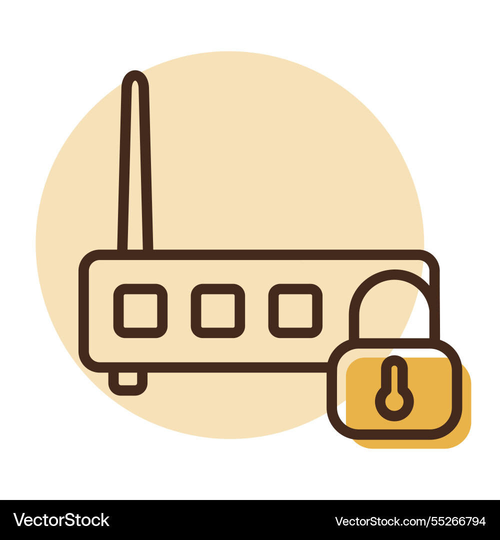 Wifi modem with lock icon private network vector image