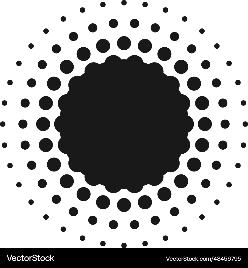 Black circle with halftone gradient round dot vector image