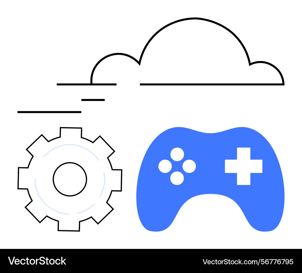 Cloud computing and game controller gear vector image