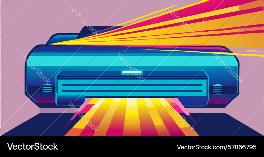 High-tech futuristic printer with glowing output vector image