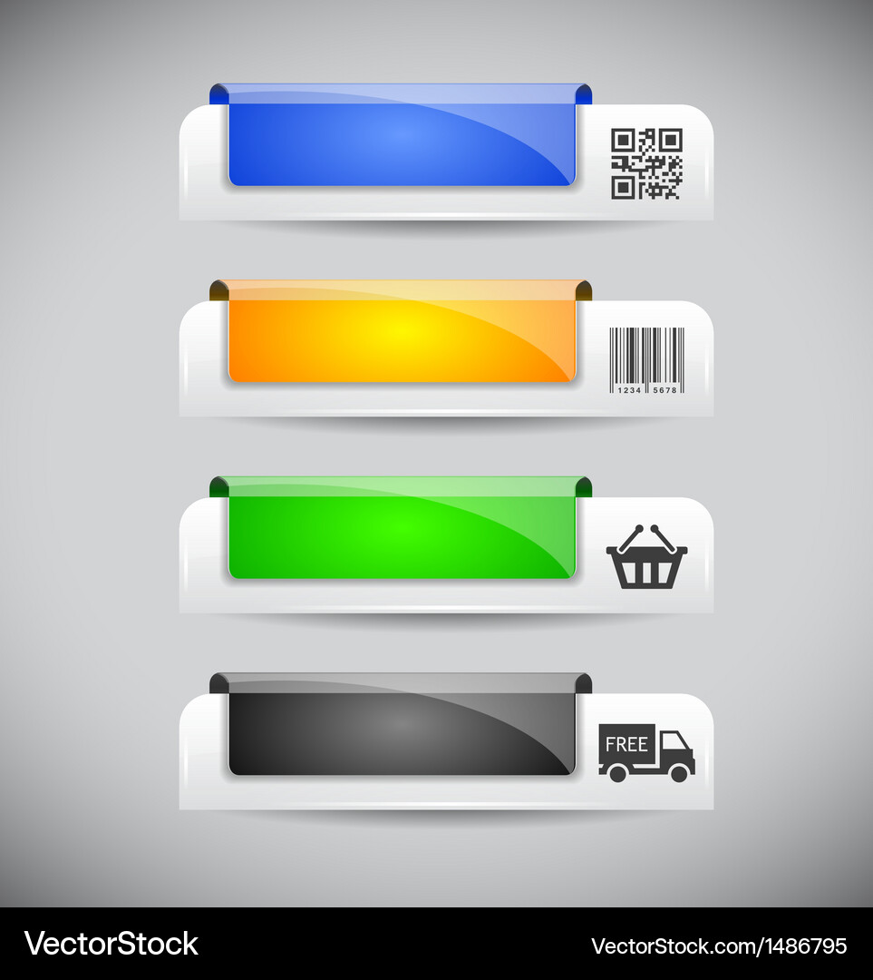 Set of color plastic buttons for web Vector Image