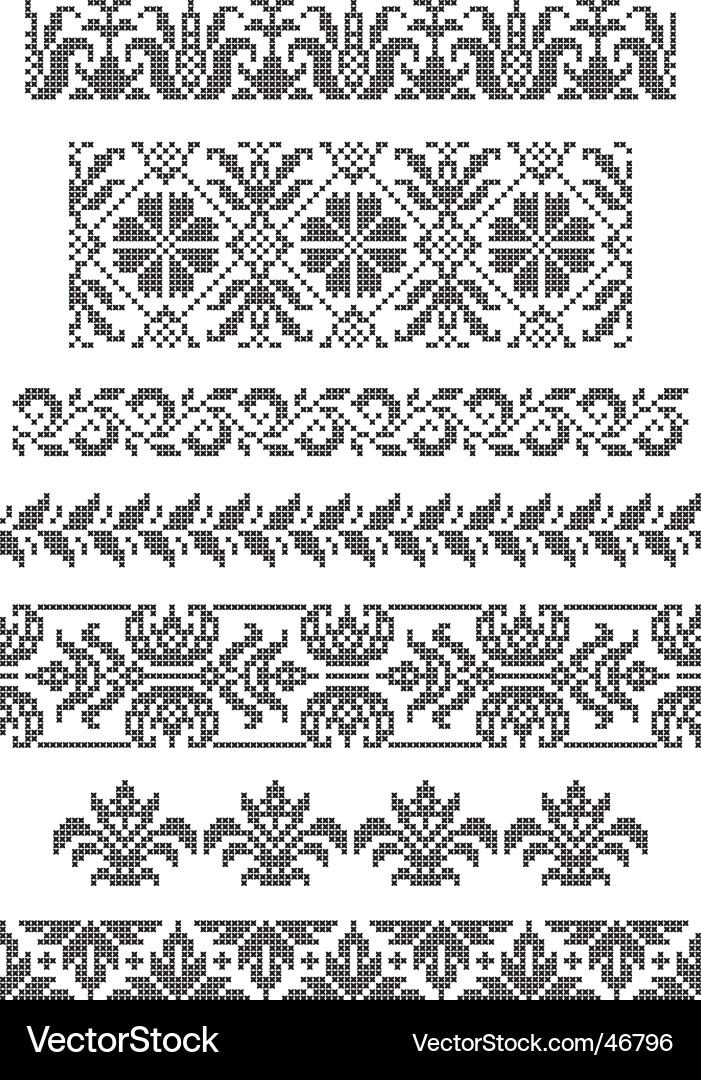 Floral Embroidery Border Patterns vector image