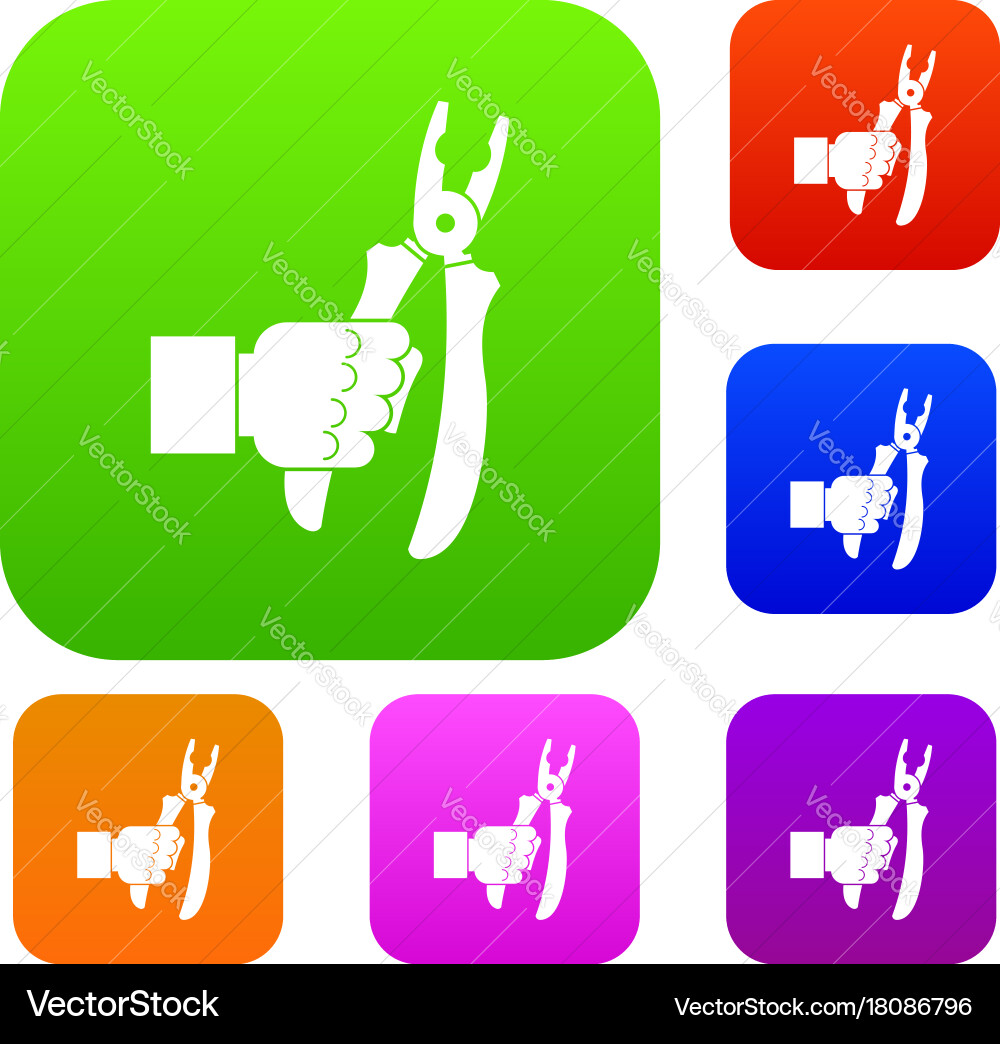 Hand holding chisel set color collection Vector Image