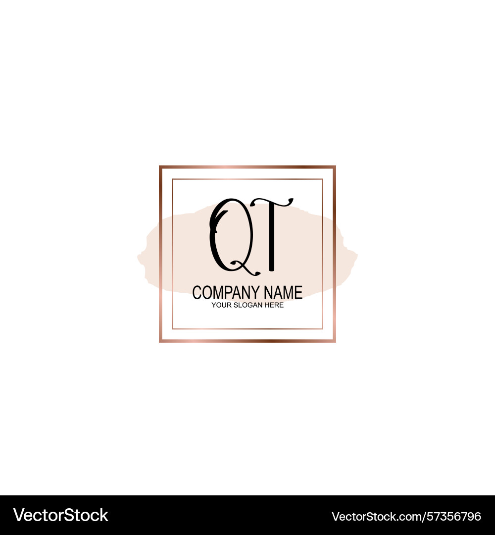 Minimalist handwritten qt initial logos with soft Vector Image