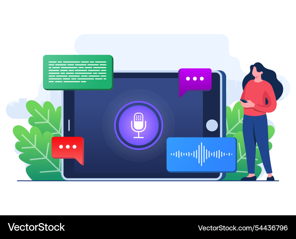 Speech recognition convert online voice messages Speech recognition convert online voice messages Vector Image