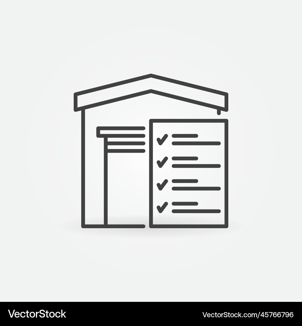 Warehouse mit Checklist Logistik-Konzeptlinie Warehouse mit Checklist Logistik-Konzeptlinie Vektorbild