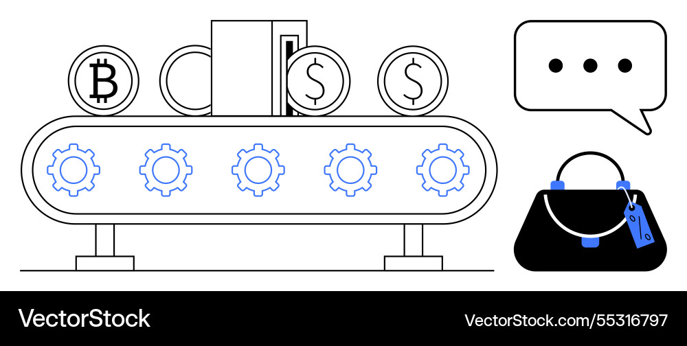 Automated production line transforming Automated production line transforming vector image