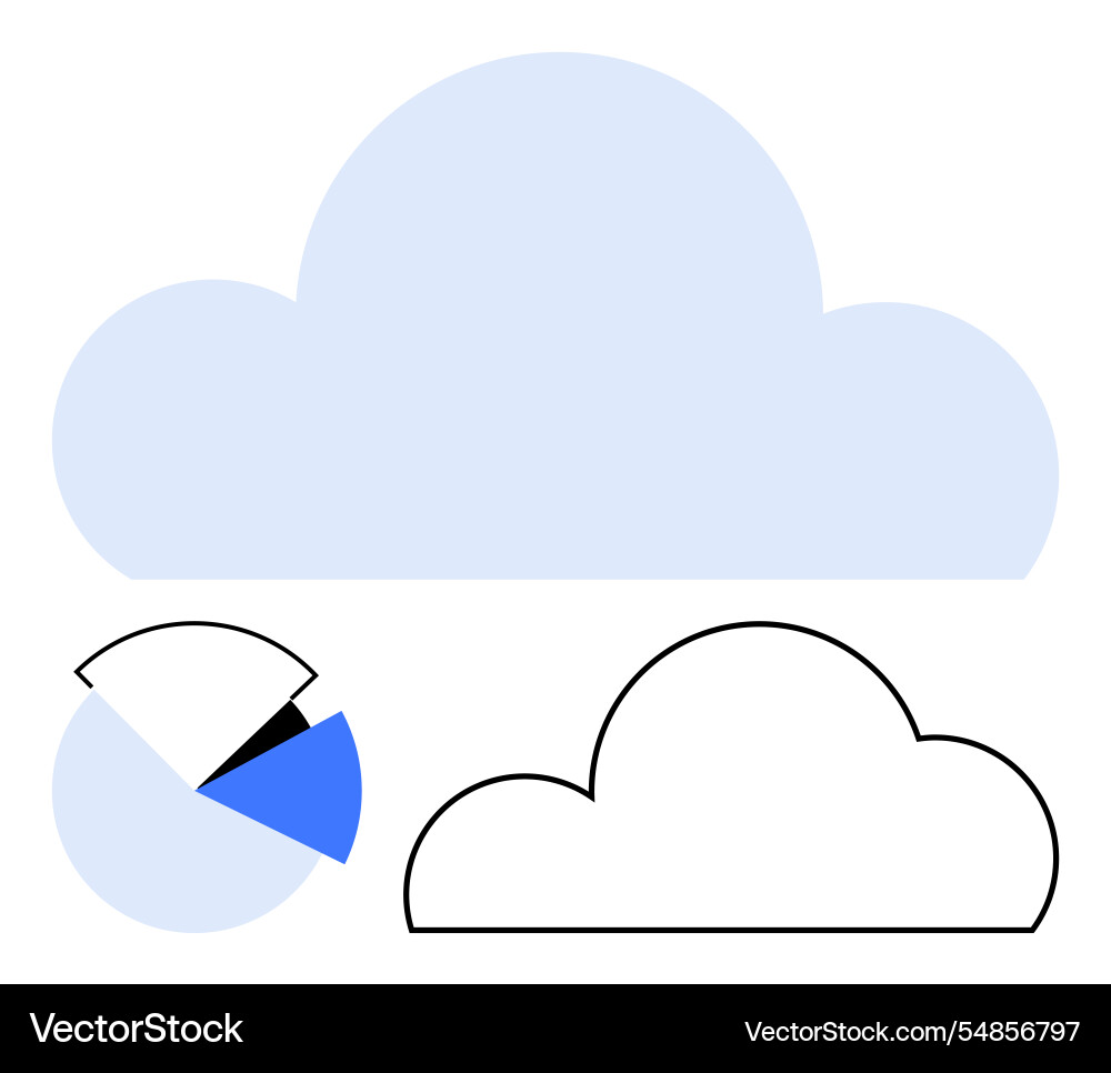 Cloud computing concept with blue pie chart Cloud computing concept with blue pie chart vector image