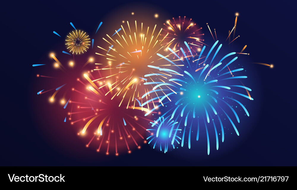 Colorful fireworks on dark background Colorful fireworks on dark background vector image