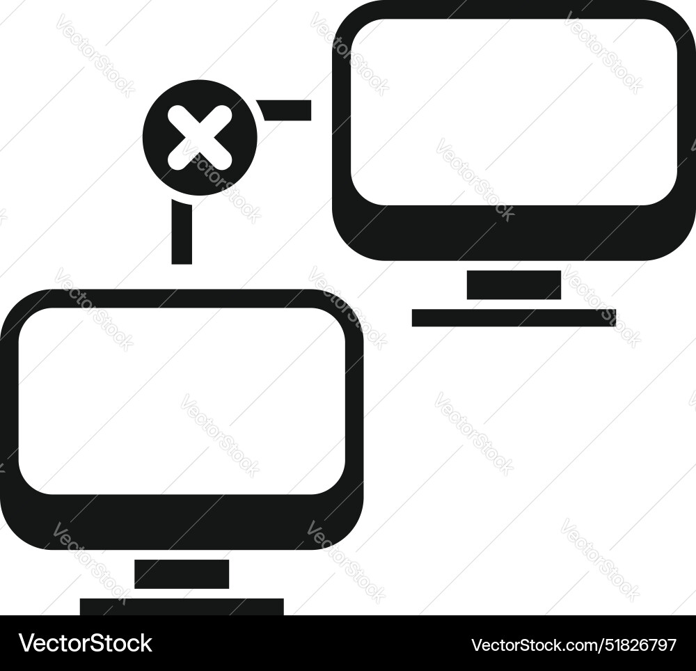 Network error icon showing two computers Network error icon showing two computers vector image