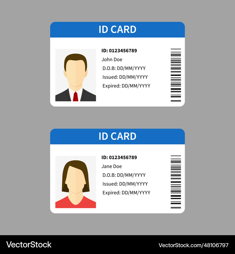 Plastic ID Card Templates - Registration Vector Image
