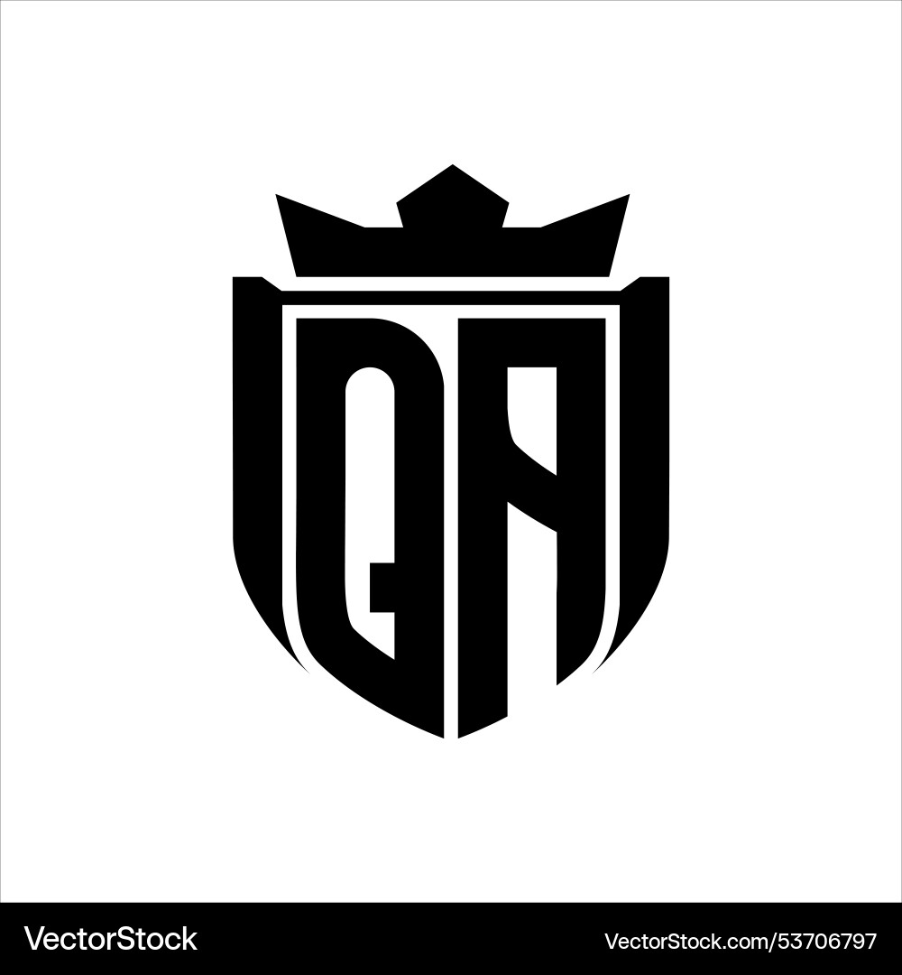 Qa logo with shield shape geeometric crown Qa logo with shield shape geeometric crown Vector Image