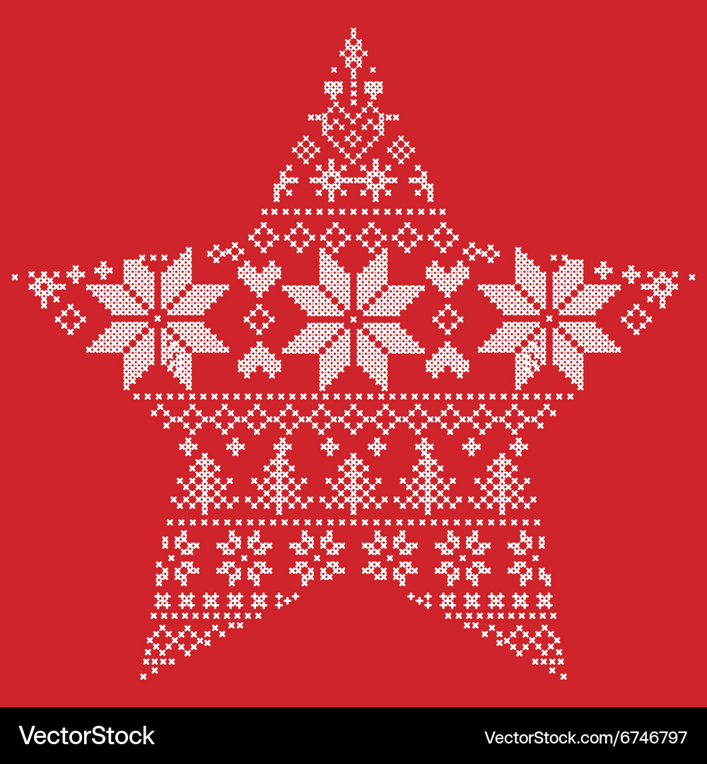 Scandinavian Star Christmas Pattern Vector Image