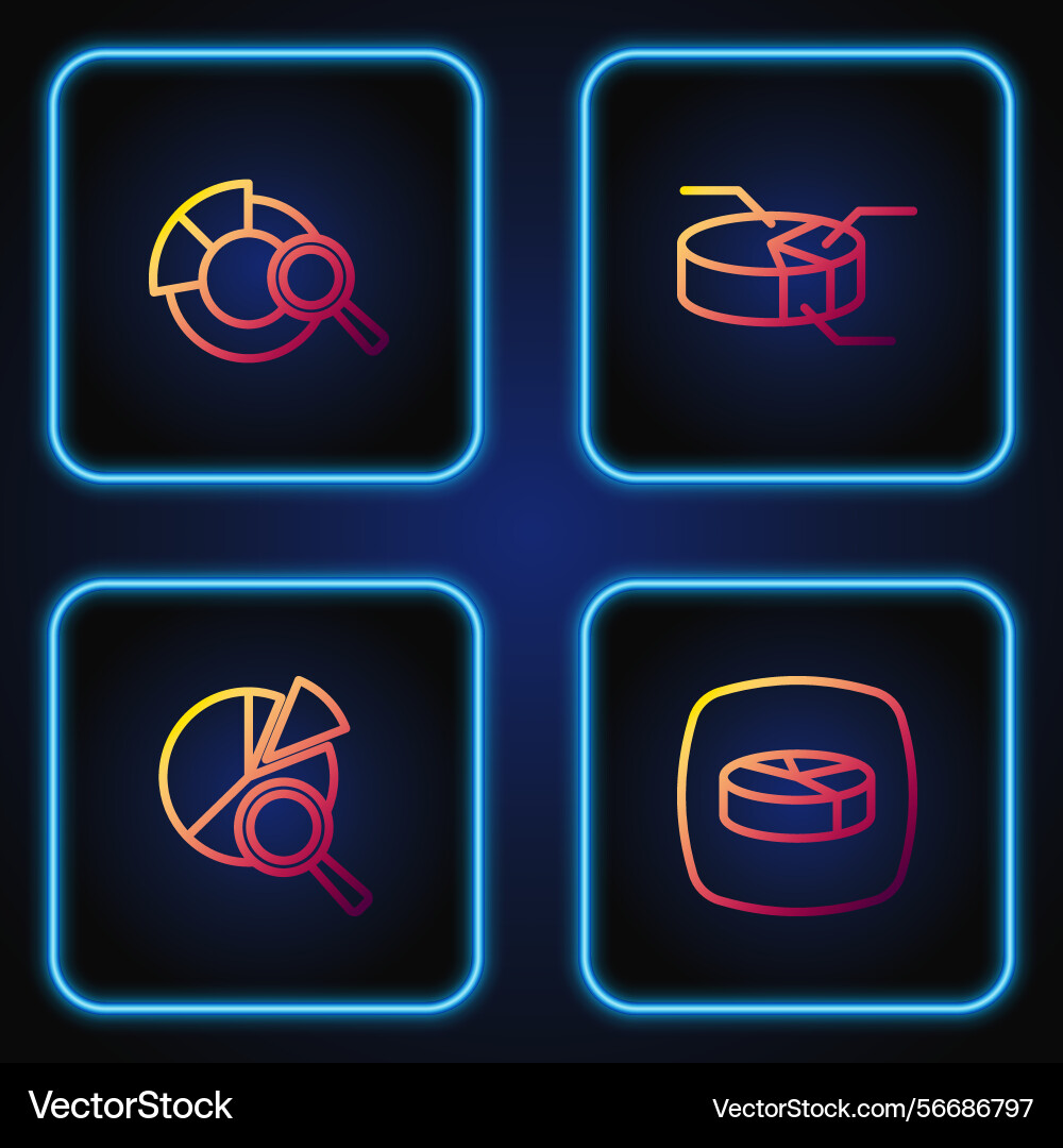 Set line pie chart infographic search data vector image