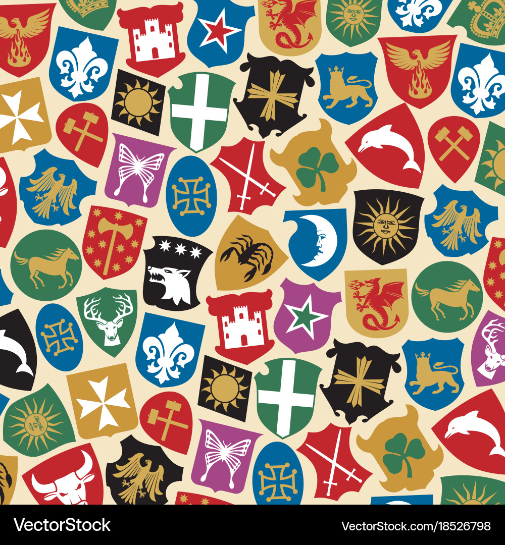 Background pattern with coat of arms collection vector image