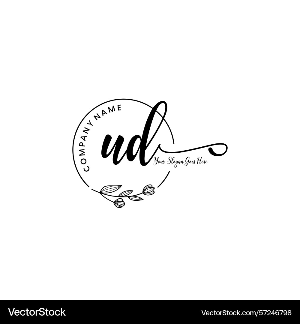 Elegant ud initial logo design with botanical Vector Image