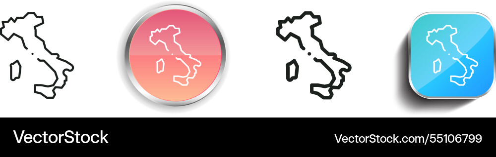 Italy icon thin linear regular and button style vector image