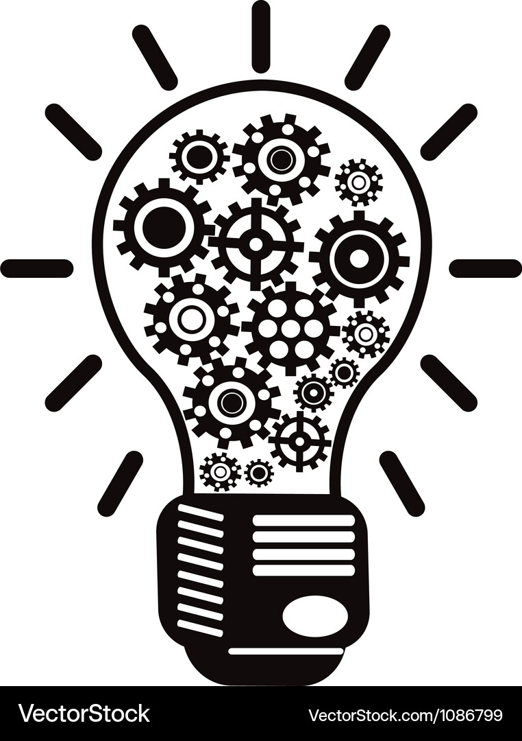 Lightbulb with Gears - Innovation & Strategy Vector Image