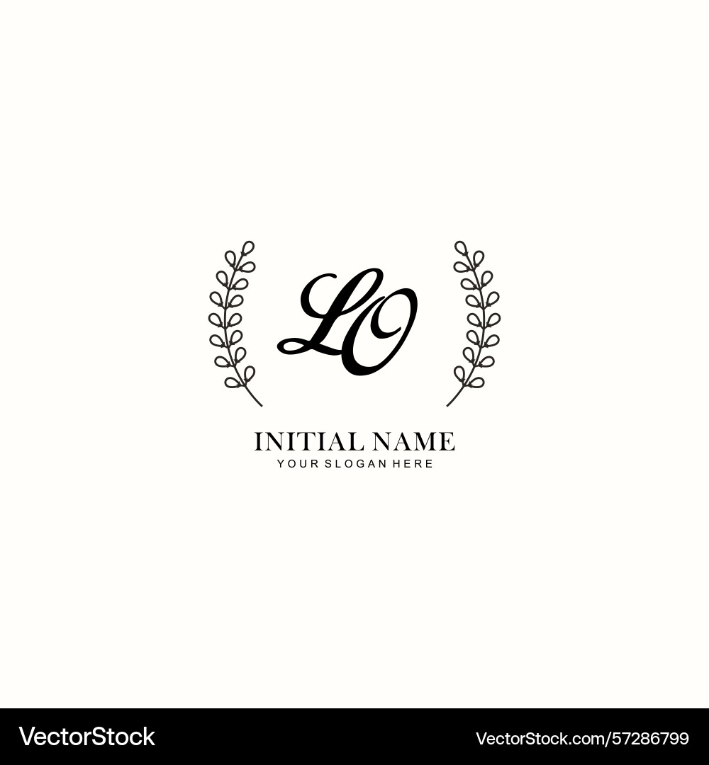 Lo initial logo templates with botanical elements Lo initial logo templates with botanical elements vector image