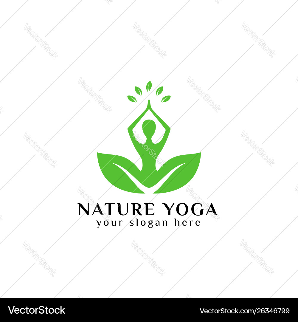 Yoga Logo: Leaves & Meditation vector image