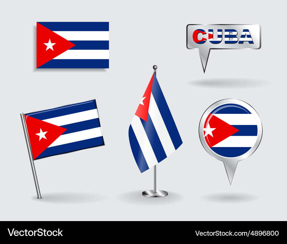 Cuban Flag Pointer Icons Set vektorbild