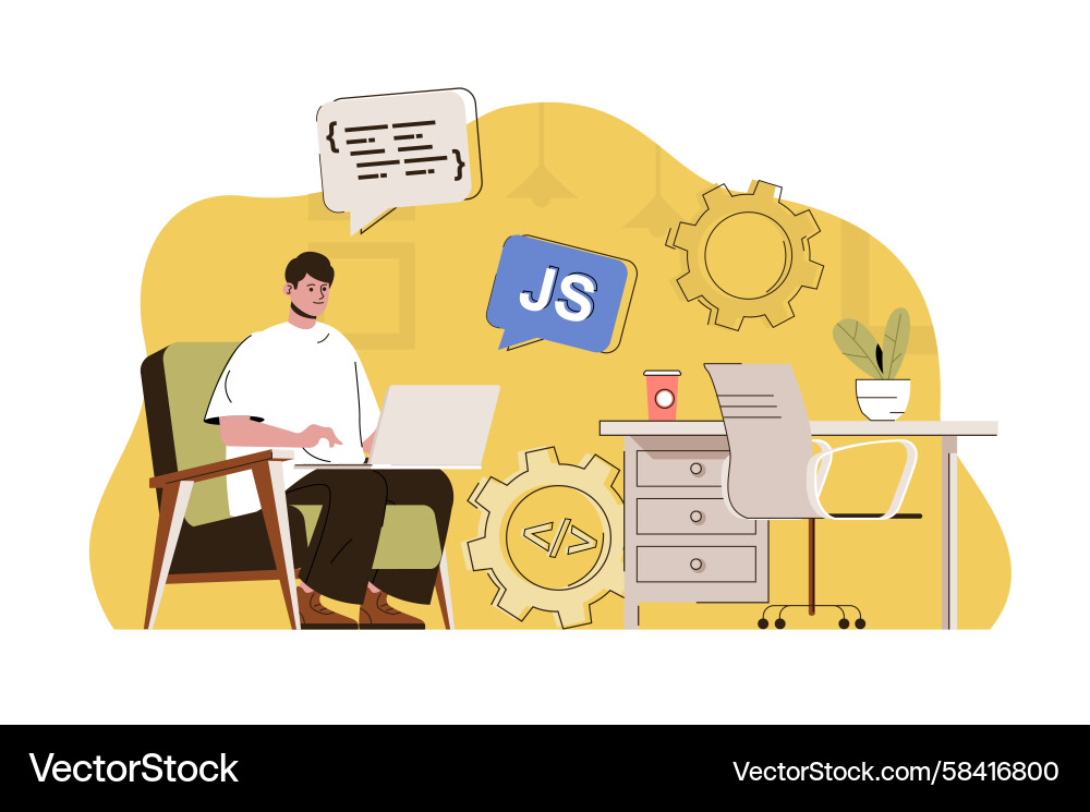 Front-End Developer Web Page Creation Vector Image