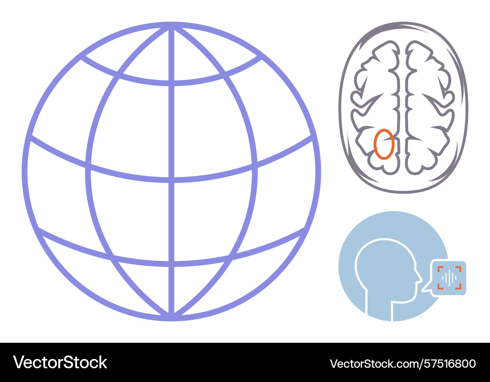 Global communication and brain connection Global communication and brain connection vector image