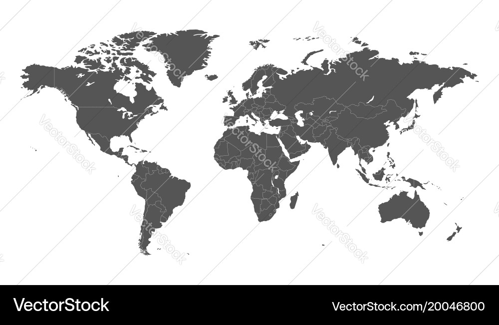 Grey Political World Map vector image