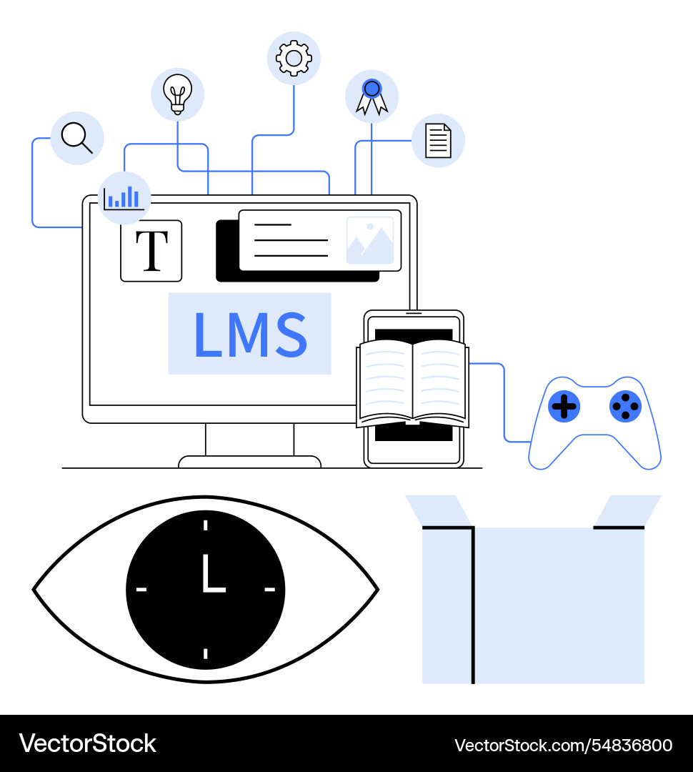 Learning management system with multimedia Learning management system with multimedia vector image