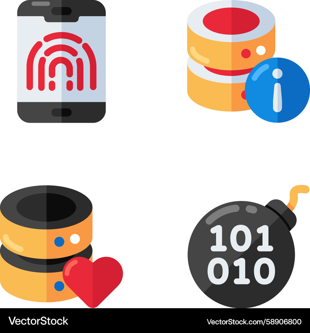 Security & Database Icons Set Vector Image