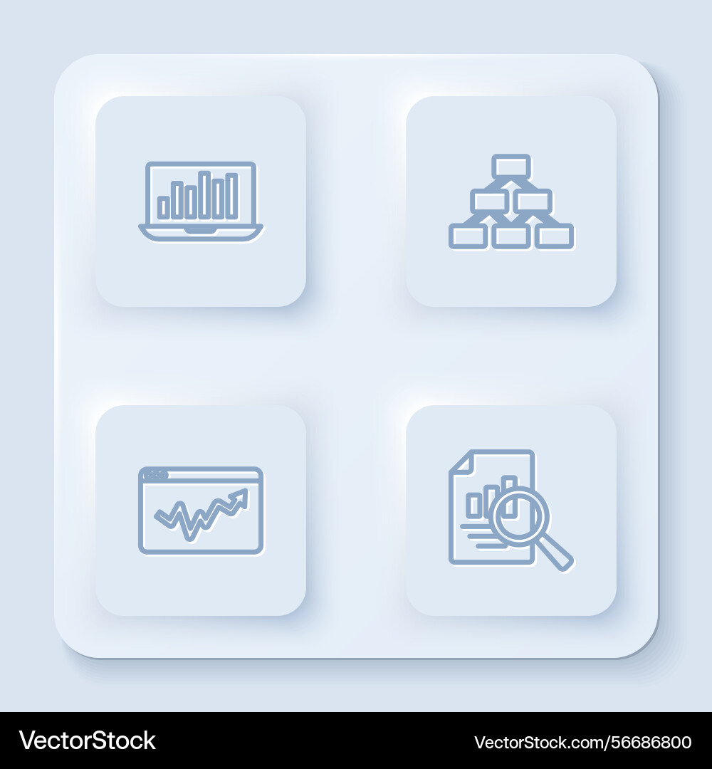 Set line laptop with graph chart hierarchy Set line laptop with graph chart hierarchy vector image