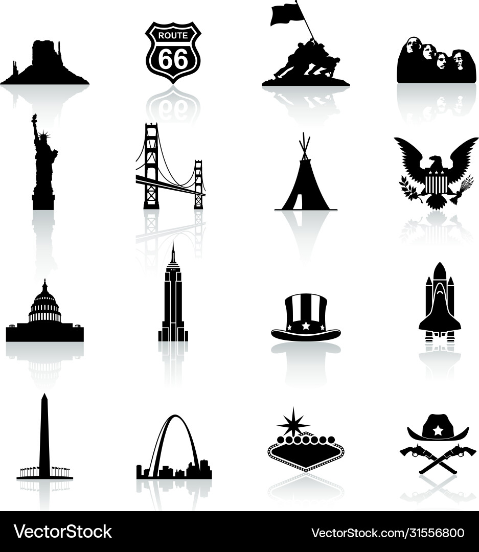 Us monuments and icons vector image