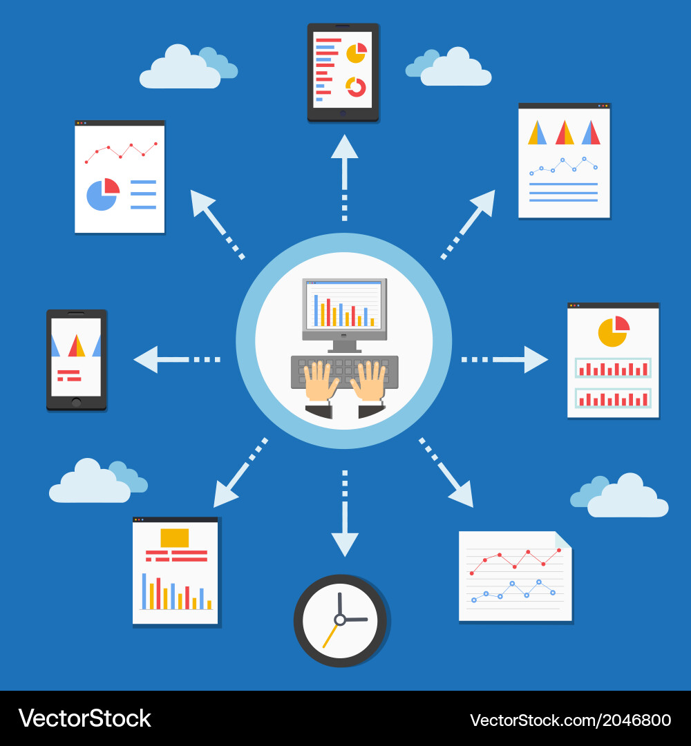 Web Development and Data Analysis vector image