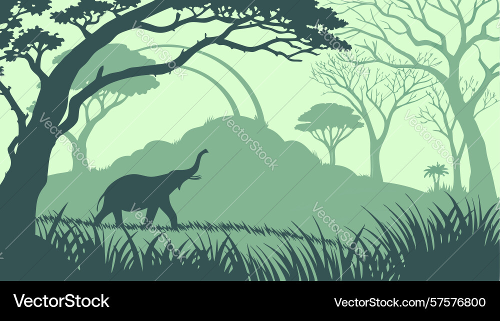 Wild cat prowling through a forest with sparse Vector Image