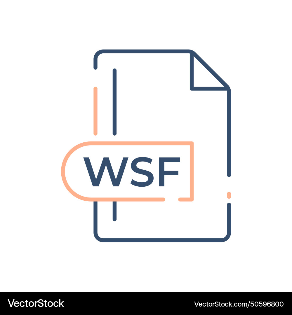Wsf file format icon extension line Vector Image