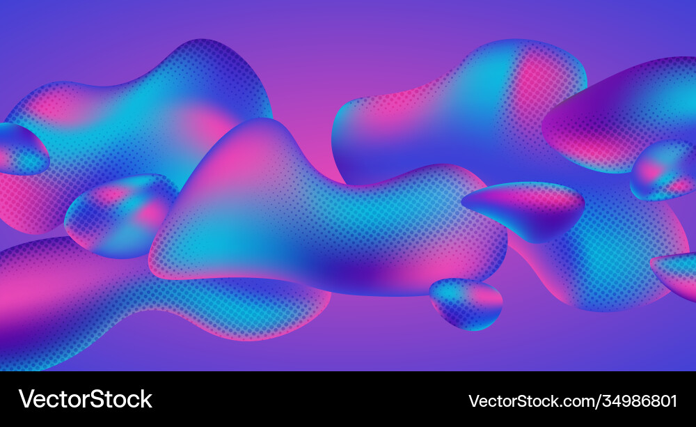 Abstract colorful fluid halftone gradient shape vector image