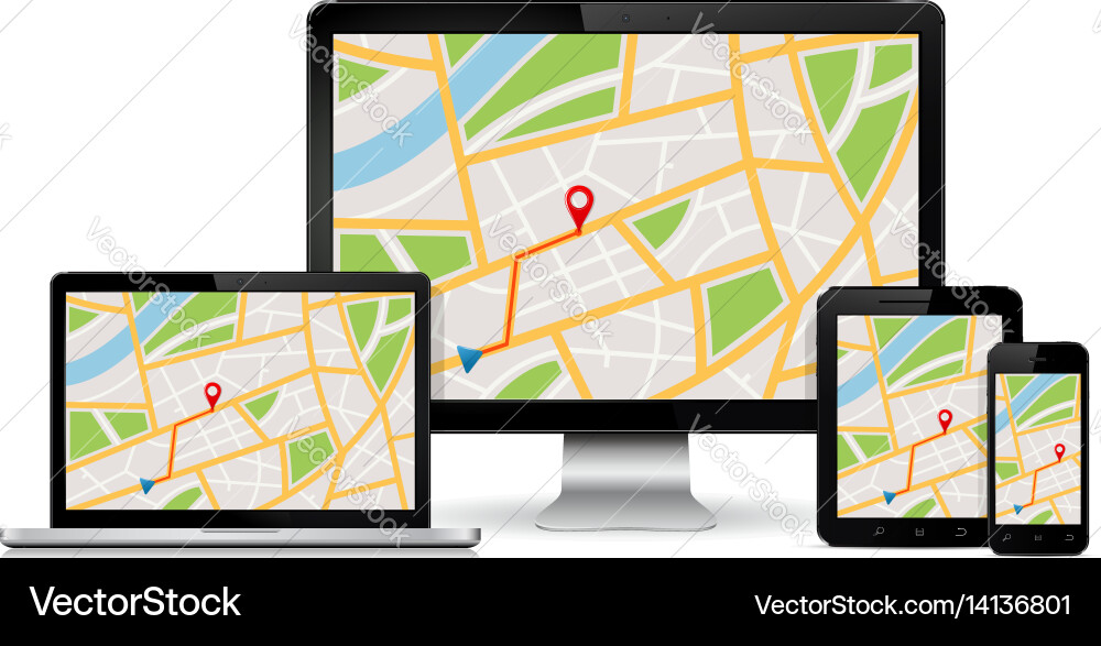Digital Map Navigation Concept Vector Image