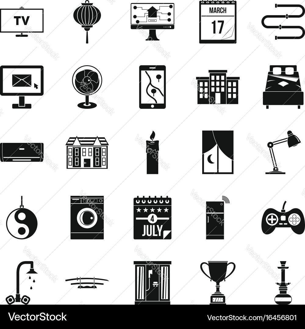 Dwelling icons set simple style Vector Image