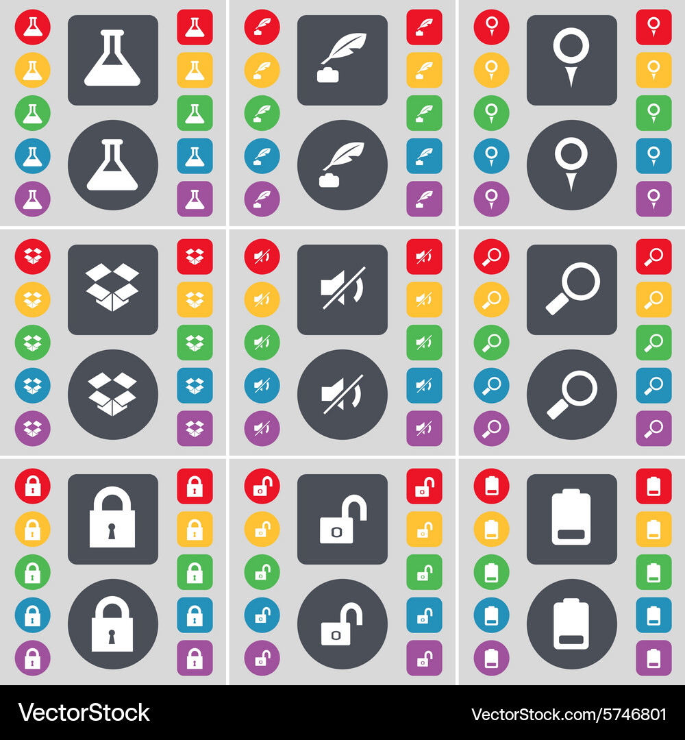 Flask ink pot checkpoint dropbox mute magnifying Vector Image