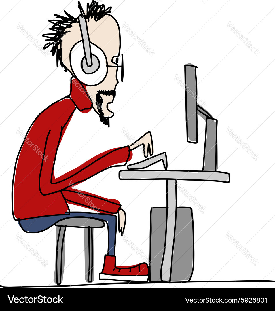 Programmer at work sketch for your design Vector Image