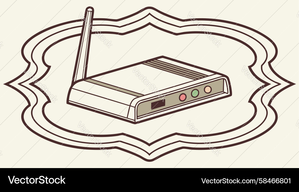 Retro Wi-Fi Router - Ornate Network Device Vector Image