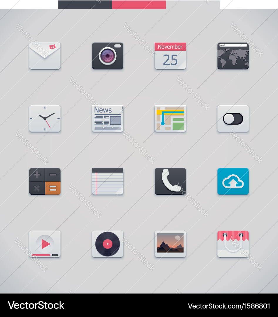 Square UI Icons - Generic Applications vector image