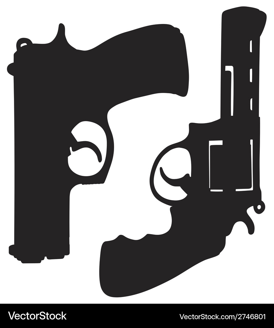 Zwei Handgunen Silhouette Vektorbild