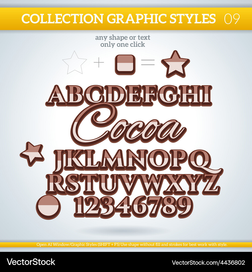 Cocoa graphic styles for design use decor text Vector Image