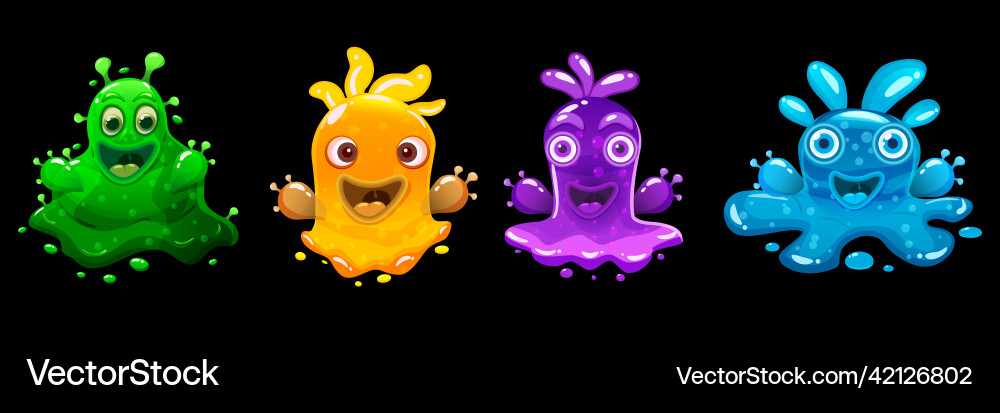 Collection slime monsters colorful glitter Vector Image