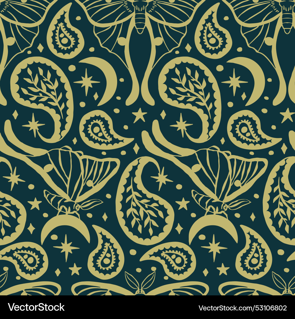 Cream and teal seamless pattern with celestial Cream and teal seamless pattern with celestial vector image