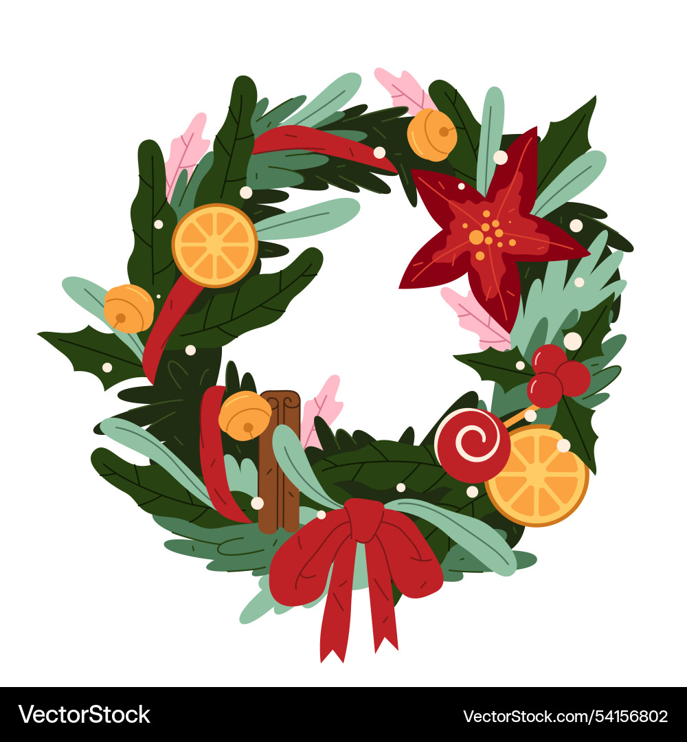 Handmade holiday leafy wreath xmas frame Handmade holiday leafy wreath xmas frame vector image